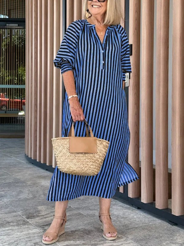 📦📦LAST DAY SAVE 49% ⏰Women's Retro Striped Fashion Cozy Minimalist Casual Cotton Dress