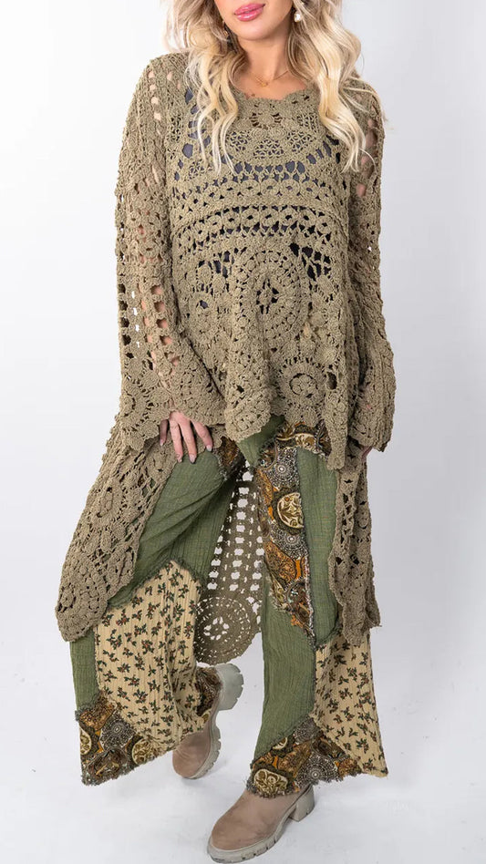 🔥Relaxed Crochet Longline Top