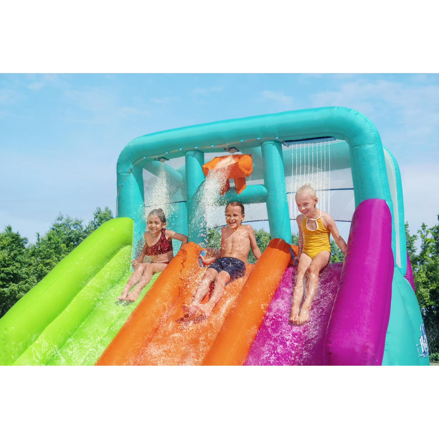📦📦🌊 Triple Splash Course Inflatable Mega Water Park with Air Blower 🌞