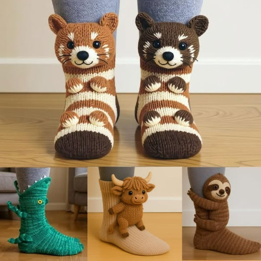 🎁 Cosy 3D Knit Animal Socks, Cute & Comfy for You or a Lovely Gift 💝