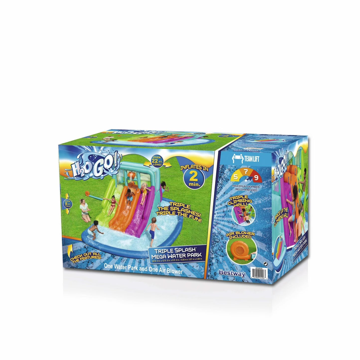 📦📦🌊 Triple Splash Course Inflatable Mega Water Park with Air Blower 🌞