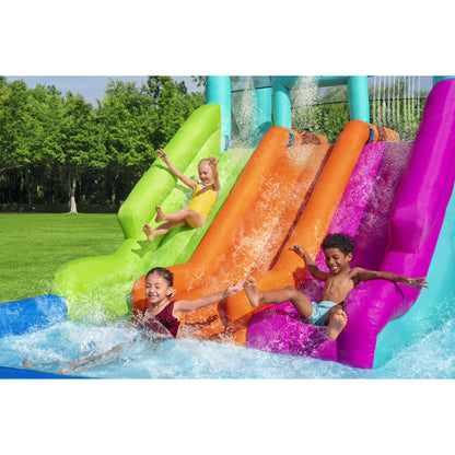 📦📦🌊 Triple Splash Course Inflatable Mega Water Park with Air Blower 🌞