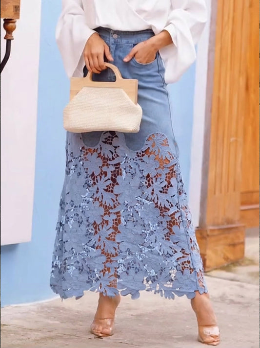 📦📦LAST DAY SAVE 49% ⏰Stylish And Casual Patchwork Lace Denim Skirt