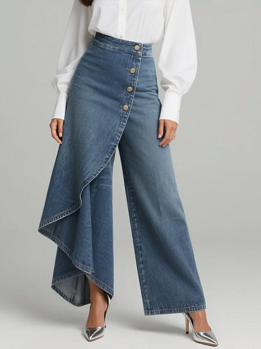 ✨✨Women's High-waisted Relaxed Fit Wide-leg Jeans With A Stylish Design.